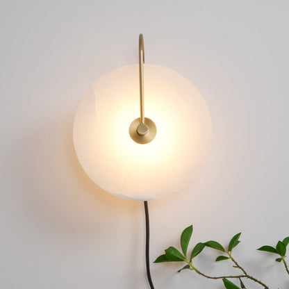 Alabaster LED Plug-In Wall Lamp with Decorative Shade