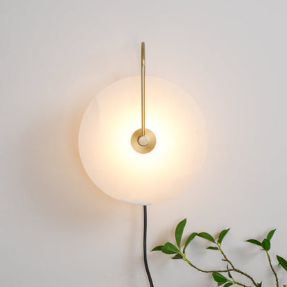 Alabaster LED Plug-In Wall Lamp with Decorative Shade