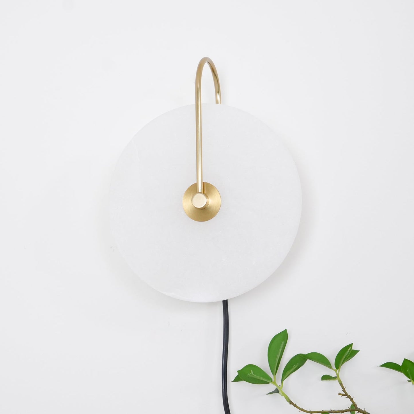 Alabaster LED Plug-In Wall Lamp with Decorative Shade