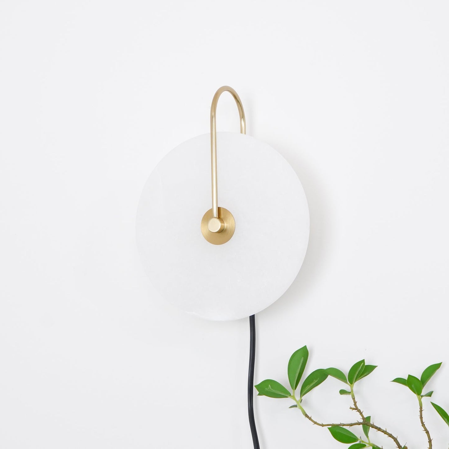 Alabaster LED Plug-In Wall Lamp with Decorative Shade