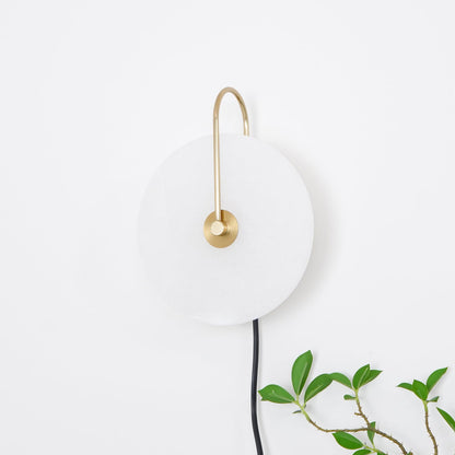 Alabaster LED Plug-In Wall Lamp with Decorative Shade