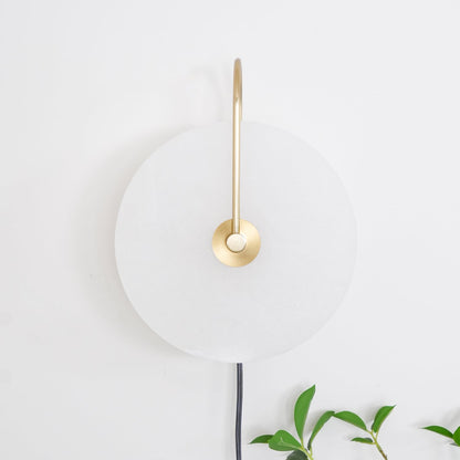 Alabaster LED Plug-In Wall Lamp with Decorative Shade