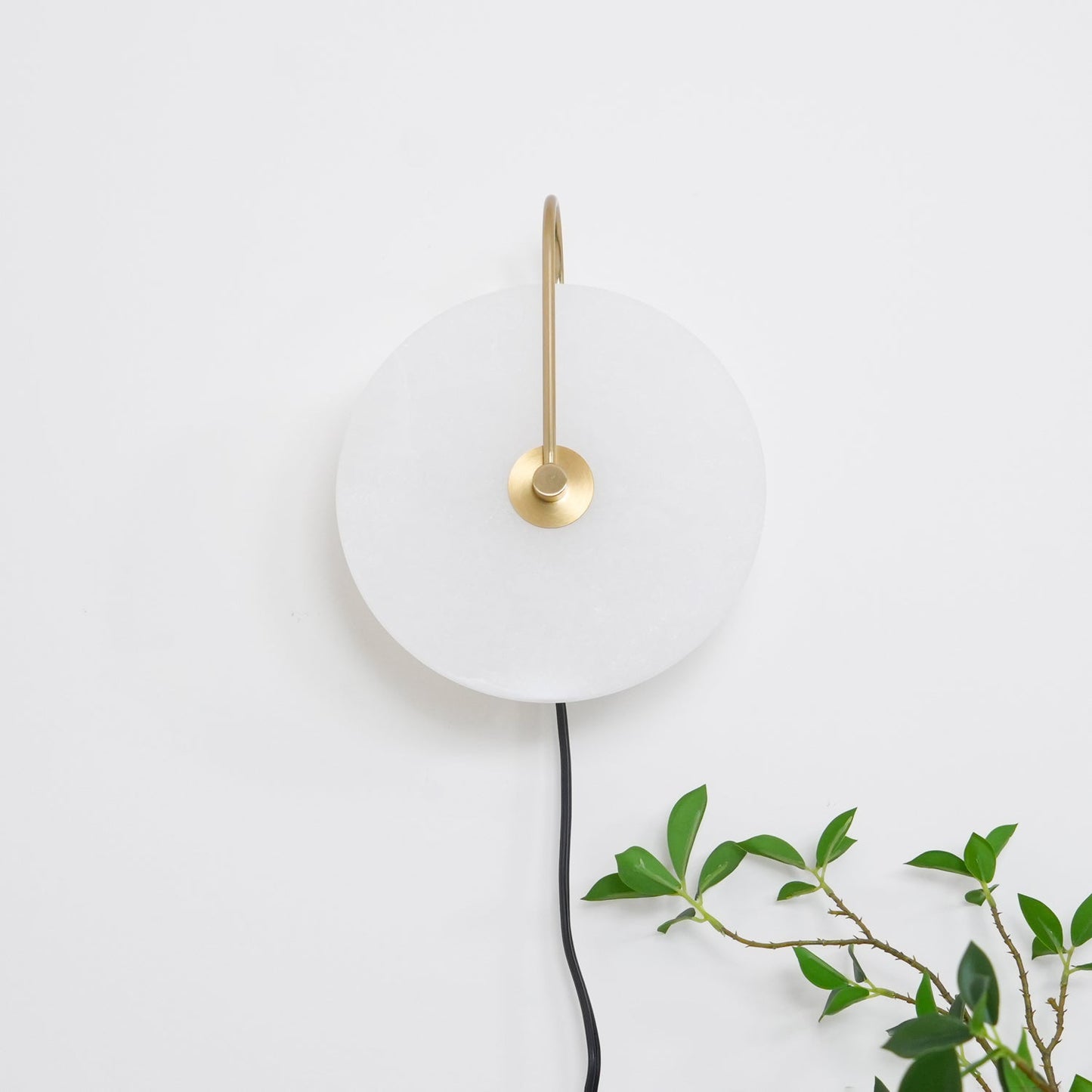 Alabaster LED Plug-In Wall Lamp with Decorative Shade