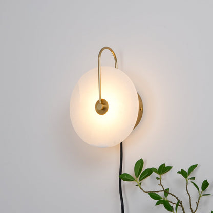 Alabaster LED Plug-In Wall Lamp with Decorative Shade