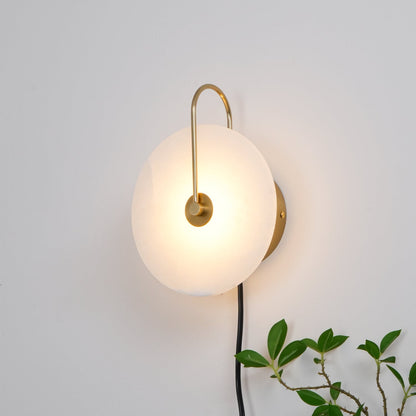 Alabaster LED Plug-In Wall Lamp with Decorative Shade