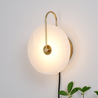 Alabaster LED Plug-In Wall Lamp with Decorative Shade