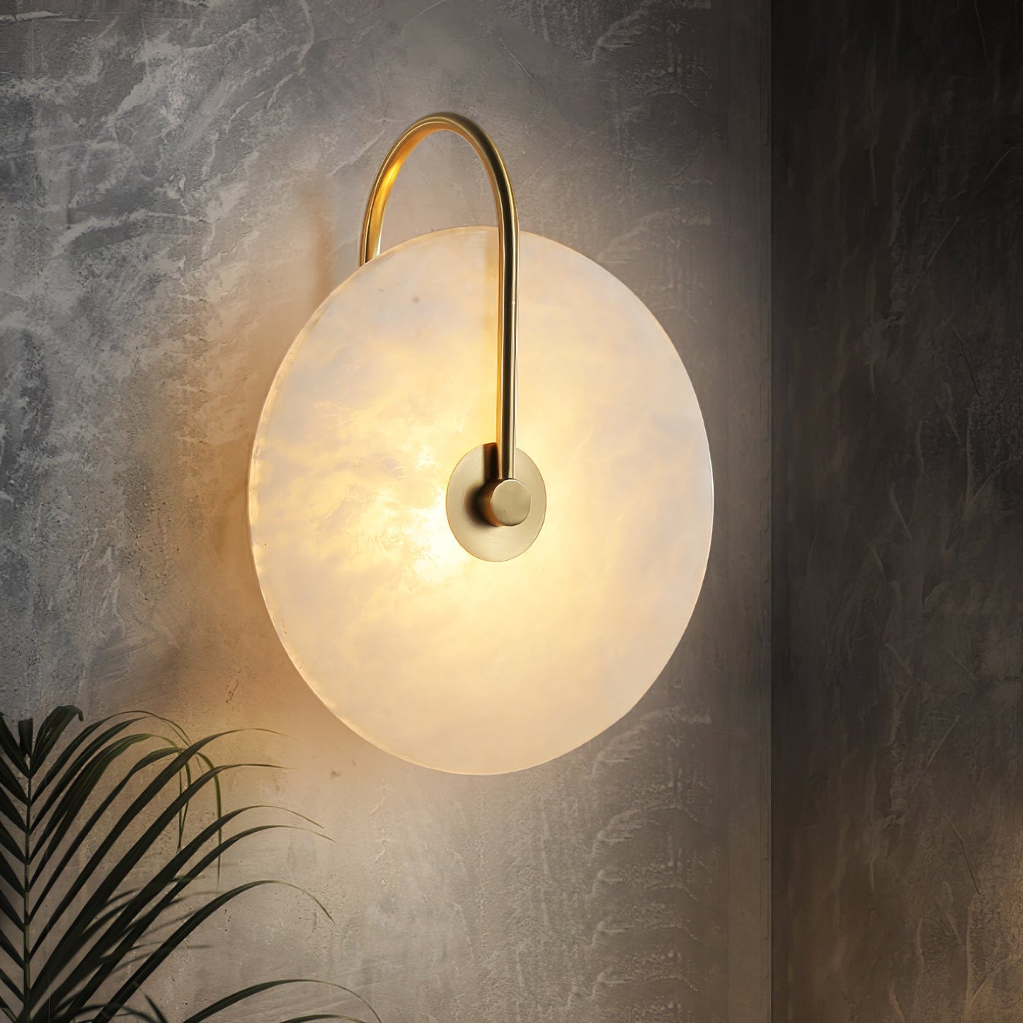 Alabaster LED Plug-In Wall Lamp with Decorative Shade