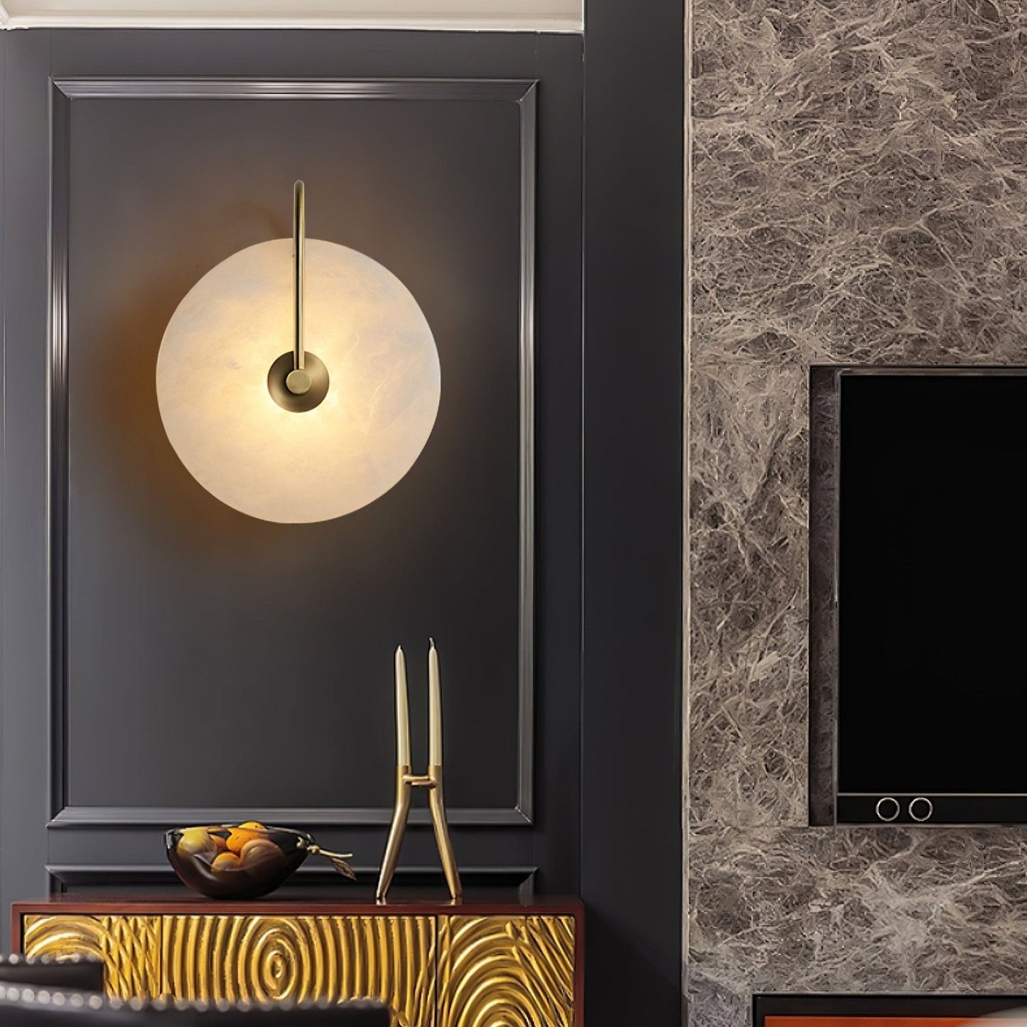 Alabaster LED Wall Lamp - Dimmable, Modern Design, Indoor