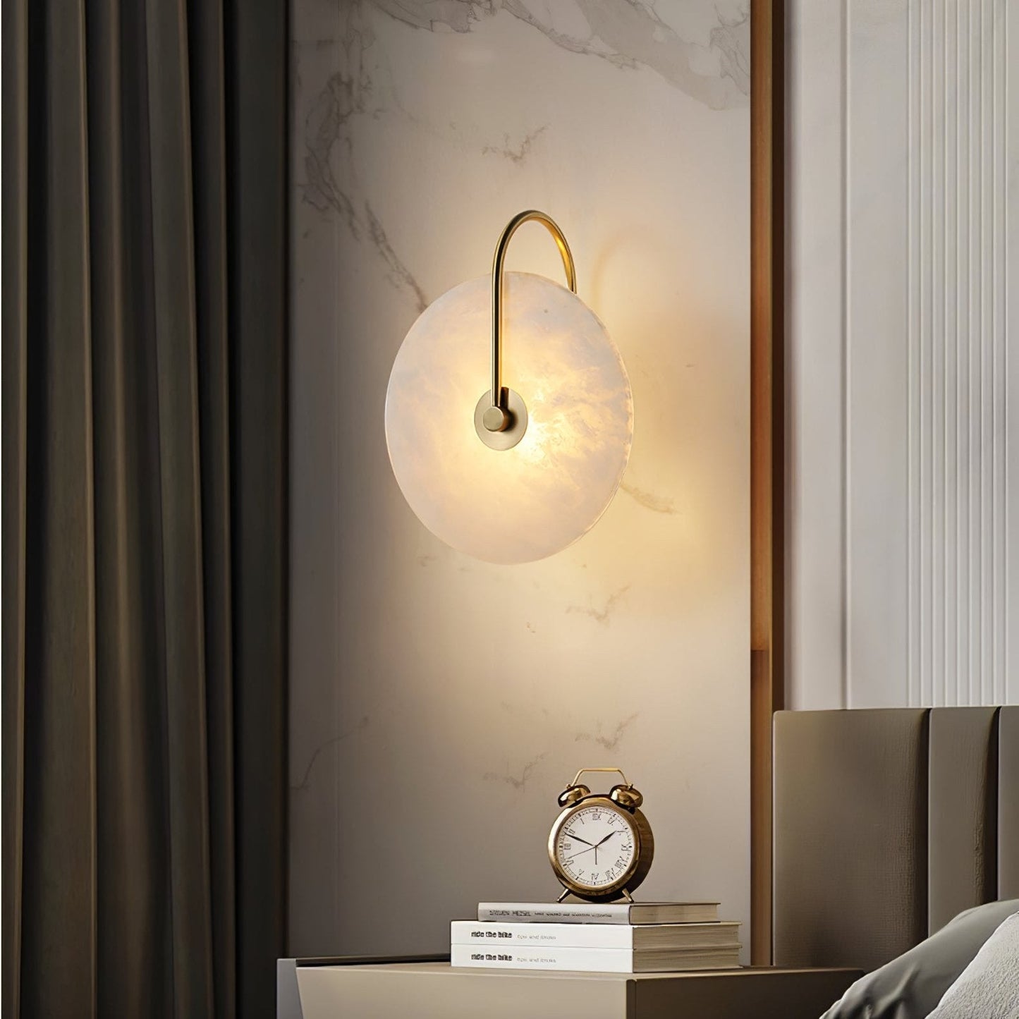Alabaster LED Plug-In Wall Lamp with Decorative Shade
