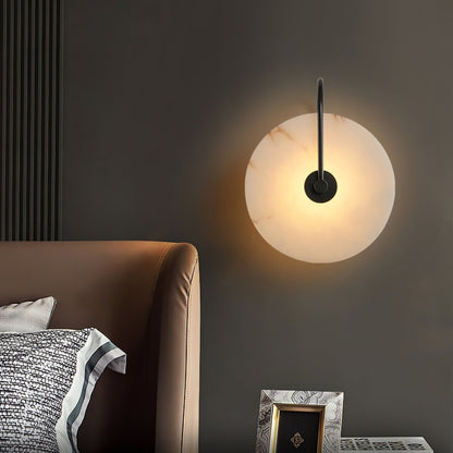 Alabaster LED Plug-In Wall Lamp with Decorative Shade