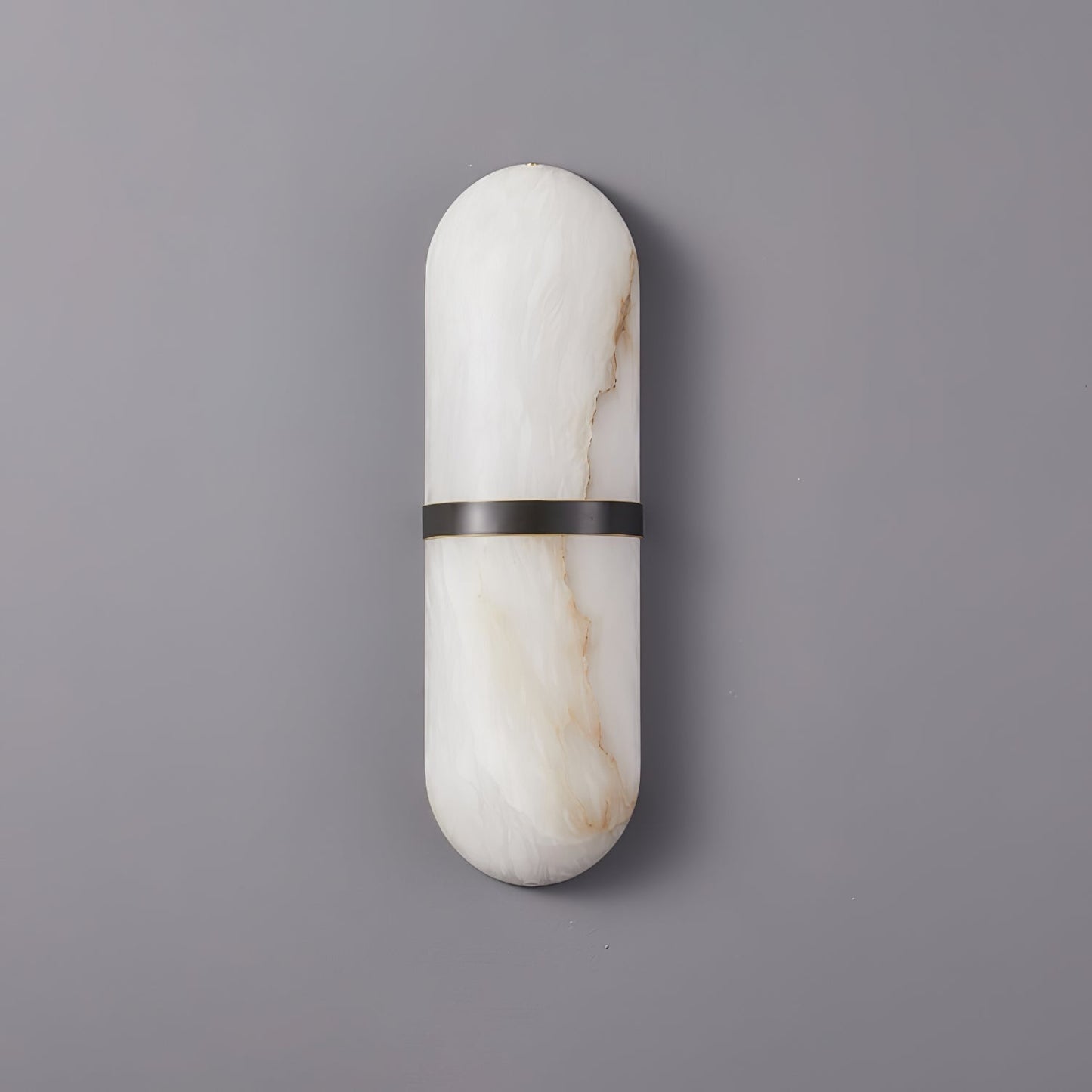 Alabaster Pill Wall Light with Dimmable LED and Metal Finish