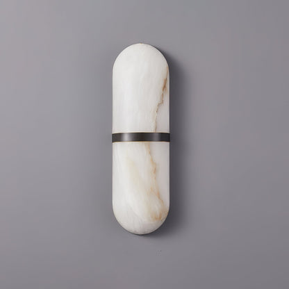 Alabaster Pill Wall Light with Dimmable LED and Metal Finish