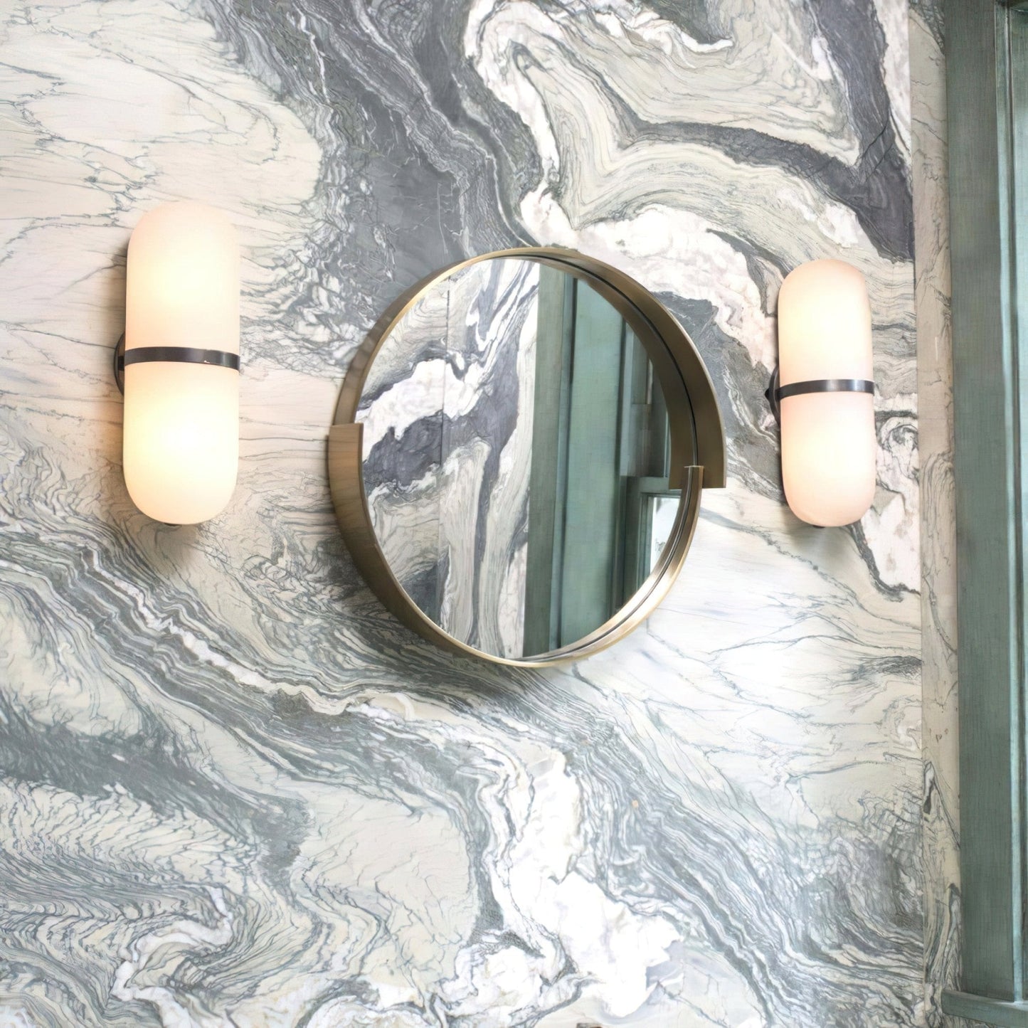 Alabaster Pill Wall Light with Dimmable LED and Metal Finish
