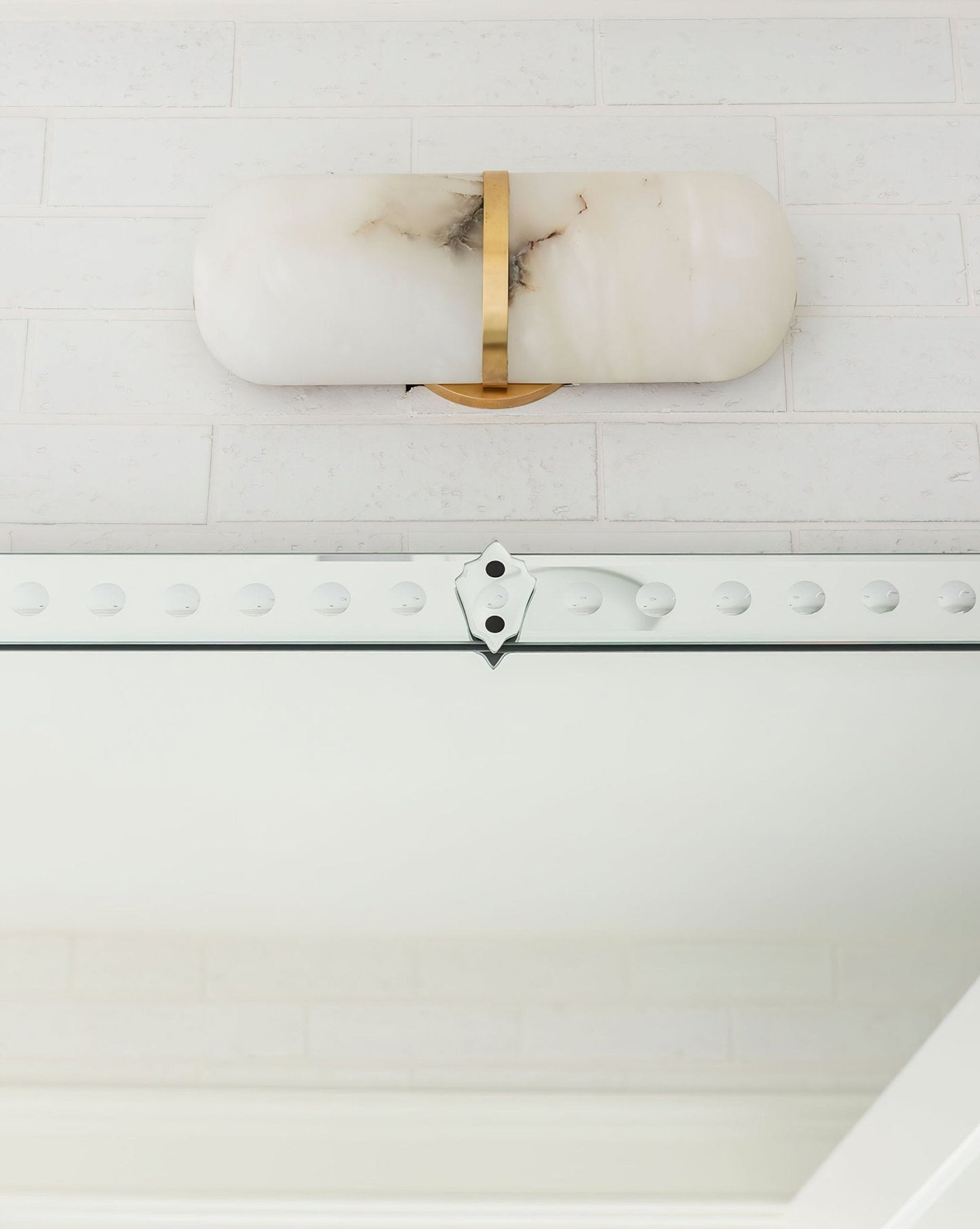 Alabaster Pill Wall Light with Dimmable LED and Metal Finish