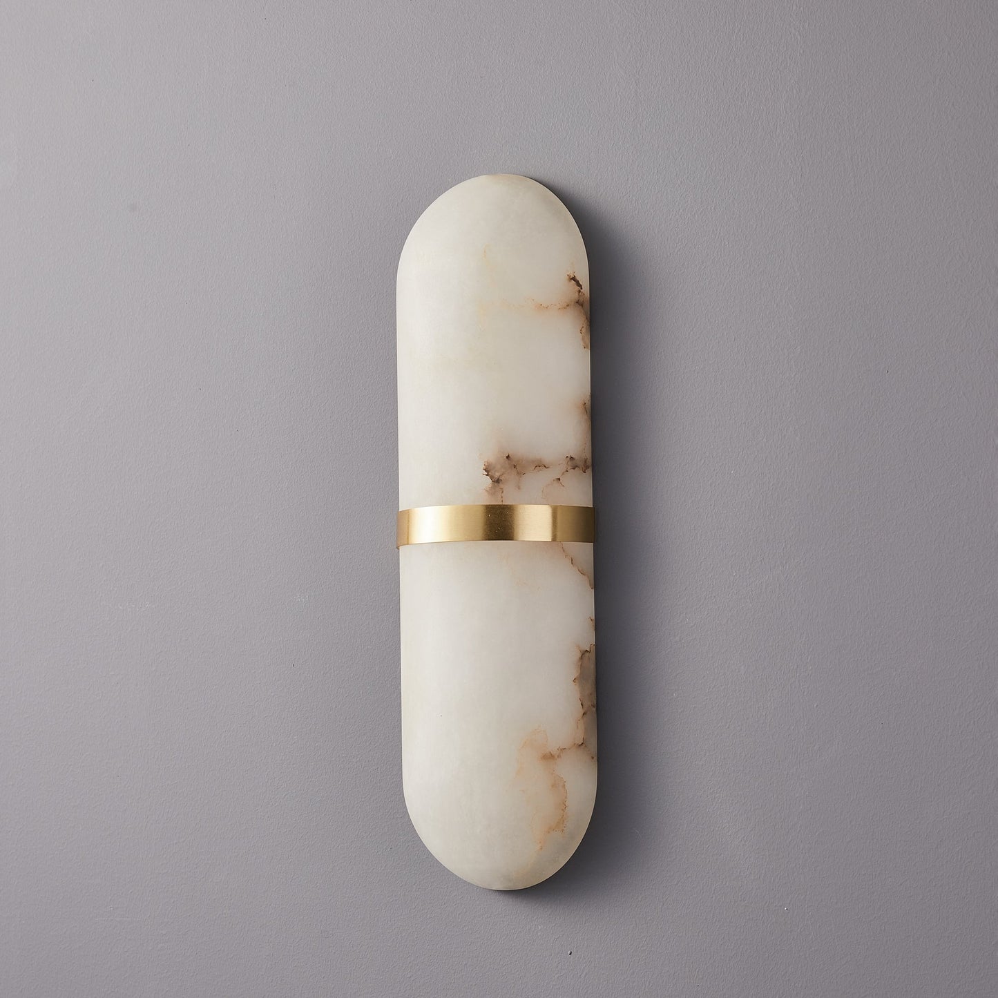Alabaster Pill Wall Light with Dimmable LED and Metal Finish