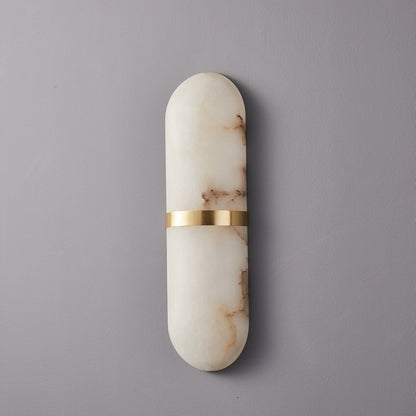 Alabaster Pill Wall Light with Dimmable LED and Metal Finish