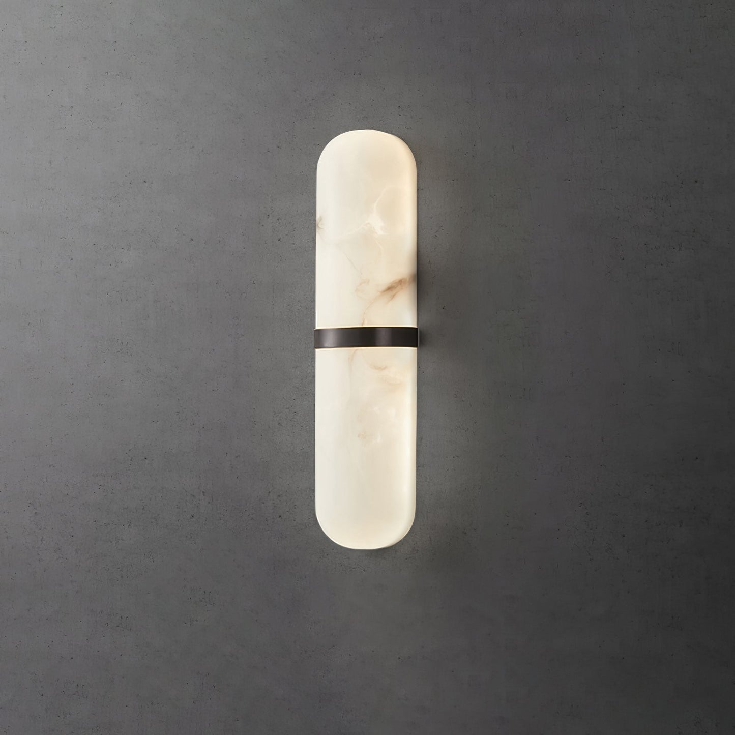 Alabaster Pill Wall Light with Dimmable LED and Metal Finish