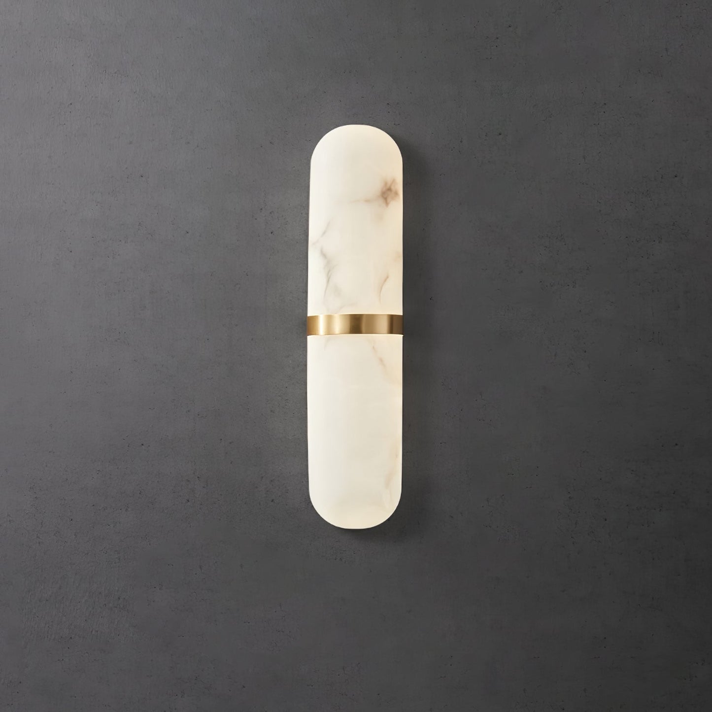 Alabaster Pill Wall Light with Dimmable LED and Metal Finish