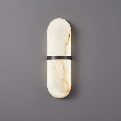 Alabaster Pill Wall Light with Dimmable LED and Metal Finish