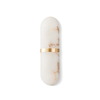 Alabaster Pill Wall Light with Dimmable LED and Metal Finish