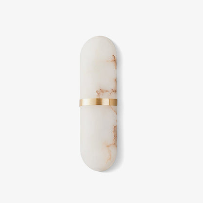 Alabaster Pill Wall Light with Dimmable LED and Metal Finish