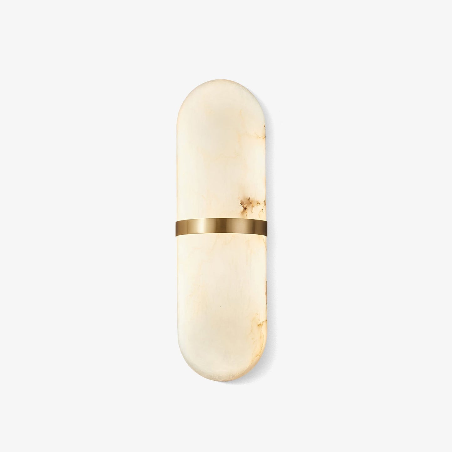 Alabaster Pill Wall Light with Dimmable LED and Metal Finish
