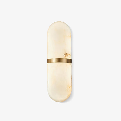Alabaster Pill Wall Light with Dimmable LED and Metal Finish
