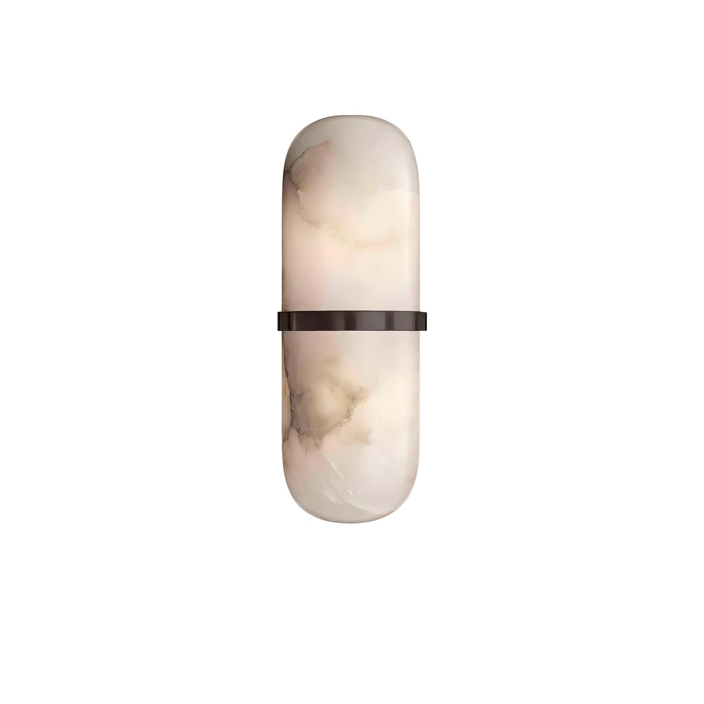Alabaster Pill Wall Light with Dimmable LED and Metal Finish