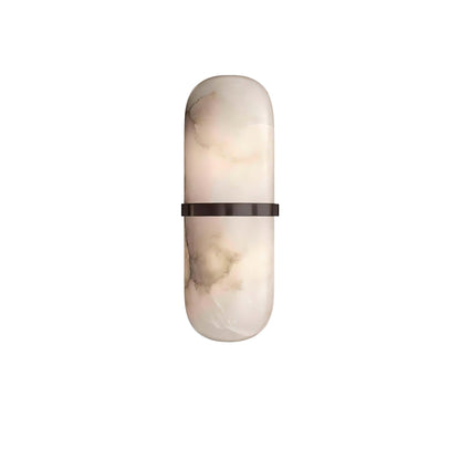 Alabaster Pill Wall Light with Dimmable LED and Metal Finish