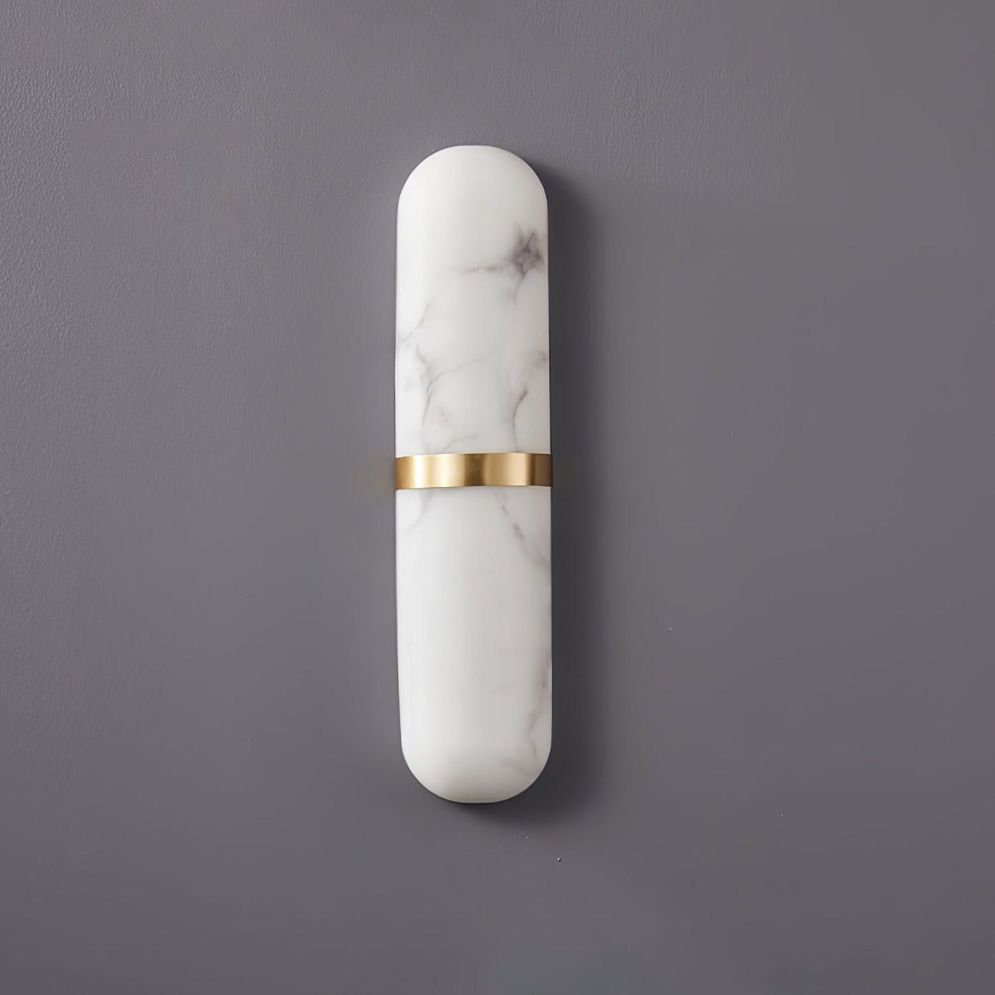 Alabaster Pill Wall Light with Dimmable LED and Metal Finish