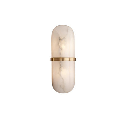 Alabaster Pill Wall Light with Dimmable LED and Metal Finish