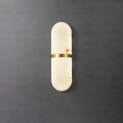 Alabaster Pill Wall Light with Dimmable LED and Metal Finish