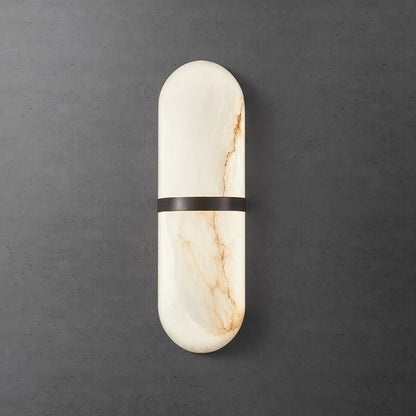 Alabaster Pill Wall Light with Dimmable LED and Metal Finish