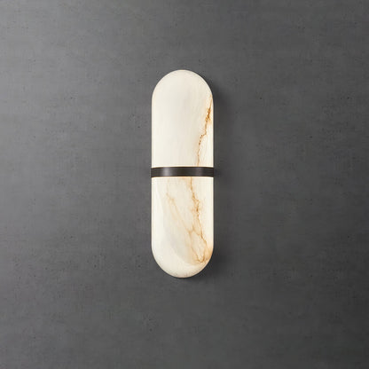 Alabaster Pill Wall Light with Dimmable LED and Metal Finish