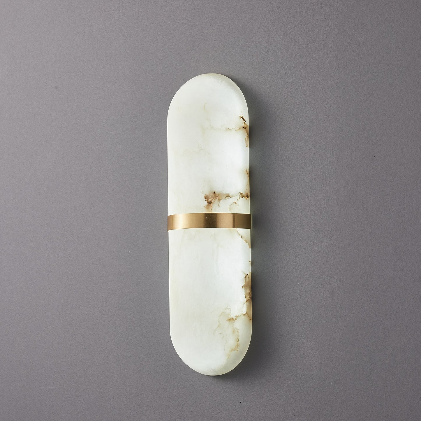 Alabaster Pill Wall Light with Dimmable LED and Metal Finish