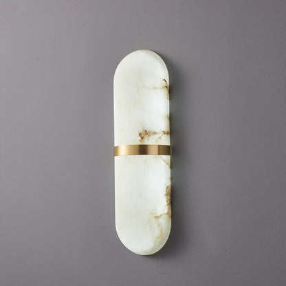 Alabaster Pill Wall Light with Dimmable LED and Metal Finish