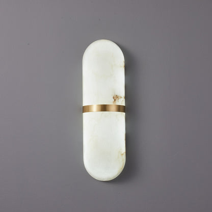 Alabaster Pill Wall Light with Dimmable LED and Metal Finish