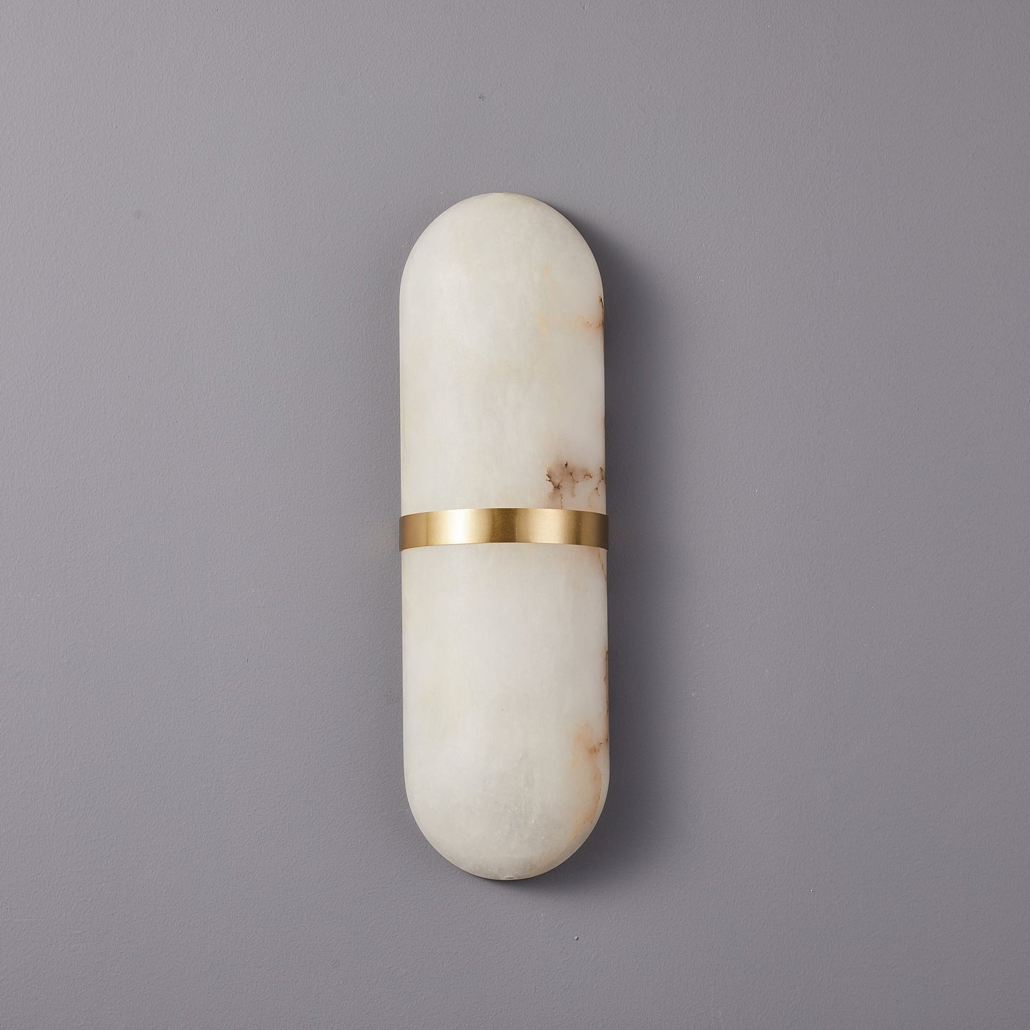 Alabaster Pill Wall Light with Dimmable LED and Metal Finish