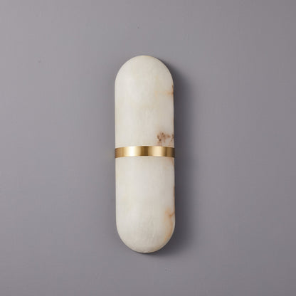 Alabaster Pill Wall Light with Dimmable LED and Metal Finish