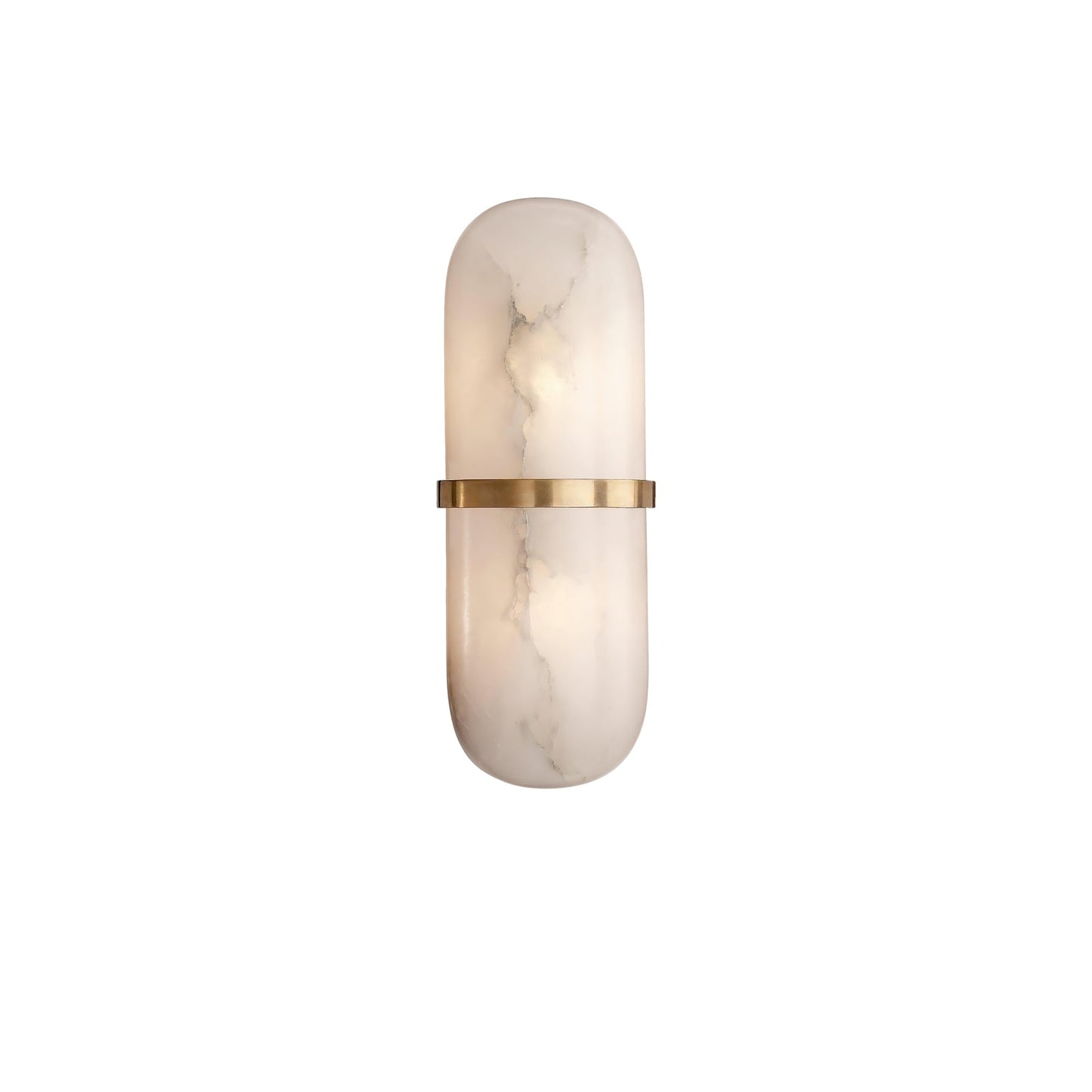 Alabaster Pill Wall Light with Dimmable LED and Metal Finish