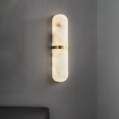 Alabaster Pill Wall Light with Dimmable LED and Metal Finish