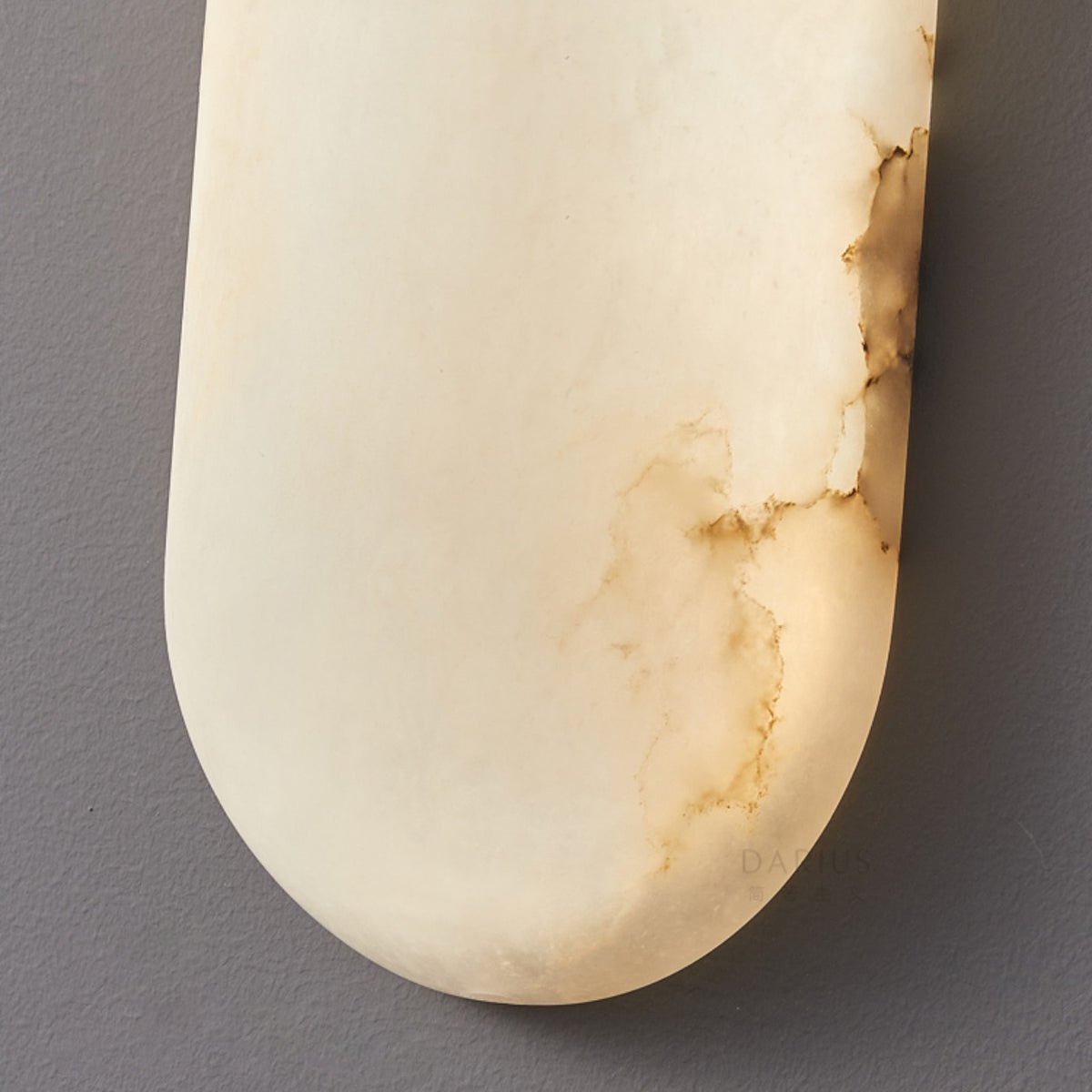 Alabaster Pill Wall Light with Dimmable LED and Metal Finish