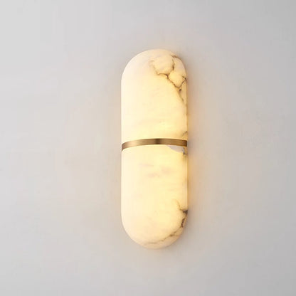 Alabaster Pill Wall Light with Dimmable LED and Metal Finish