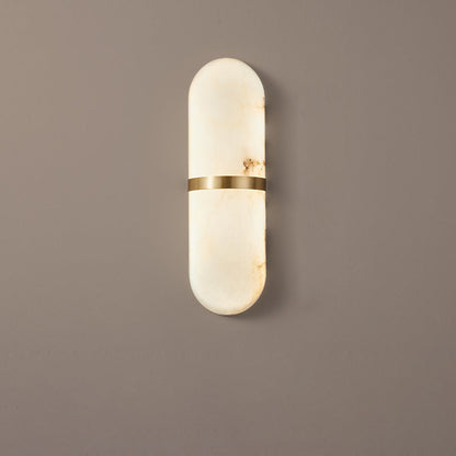 Alabaster Pill Wall Light with Dimmable LED and Metal Finish