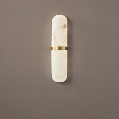 Alabaster Pill Wall Light with Dimmable LED and Metal Finish