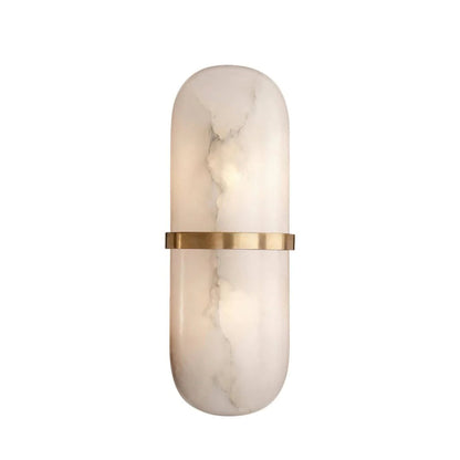 Alabaster Pill Wall Light with Dimmable LED and Metal Finish