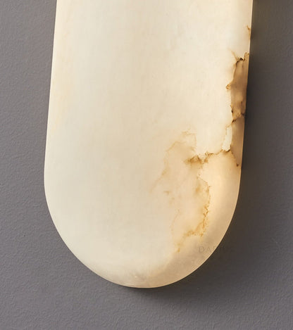 Alabaster Pill Wall Light with Dimmable LED and Metal Finish