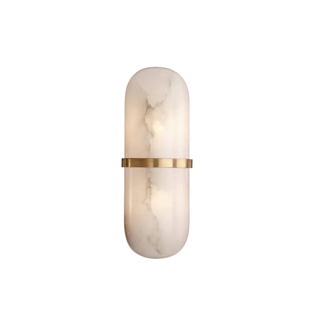 Alabaster Pill Wall Light with Dimmable LED and Metal Finish