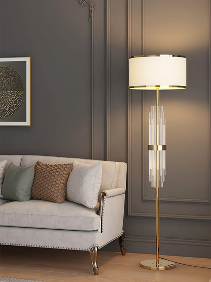 Alston Floor Lamp with Gold Metal and Fabric Shade