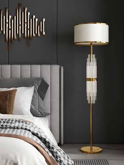 Alston Floor Lamp with Gold Metal and Fabric Shade